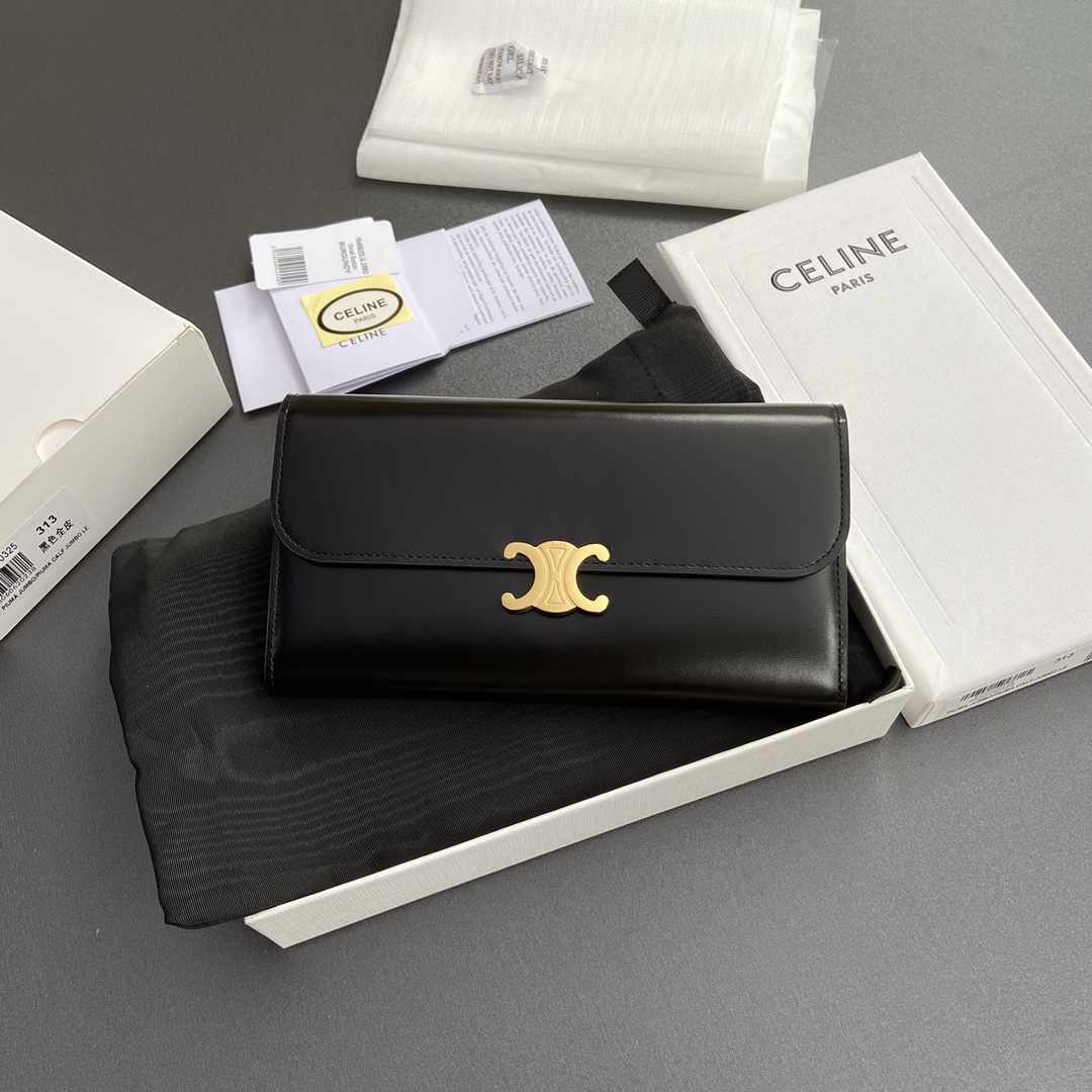 セリーヌ「Celine」TRIOMPHE光沢牛革財布