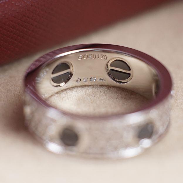 カルティエ「Cartier」 ラブ エタニティ スリム 3列ダイヤ ブラックピン リング