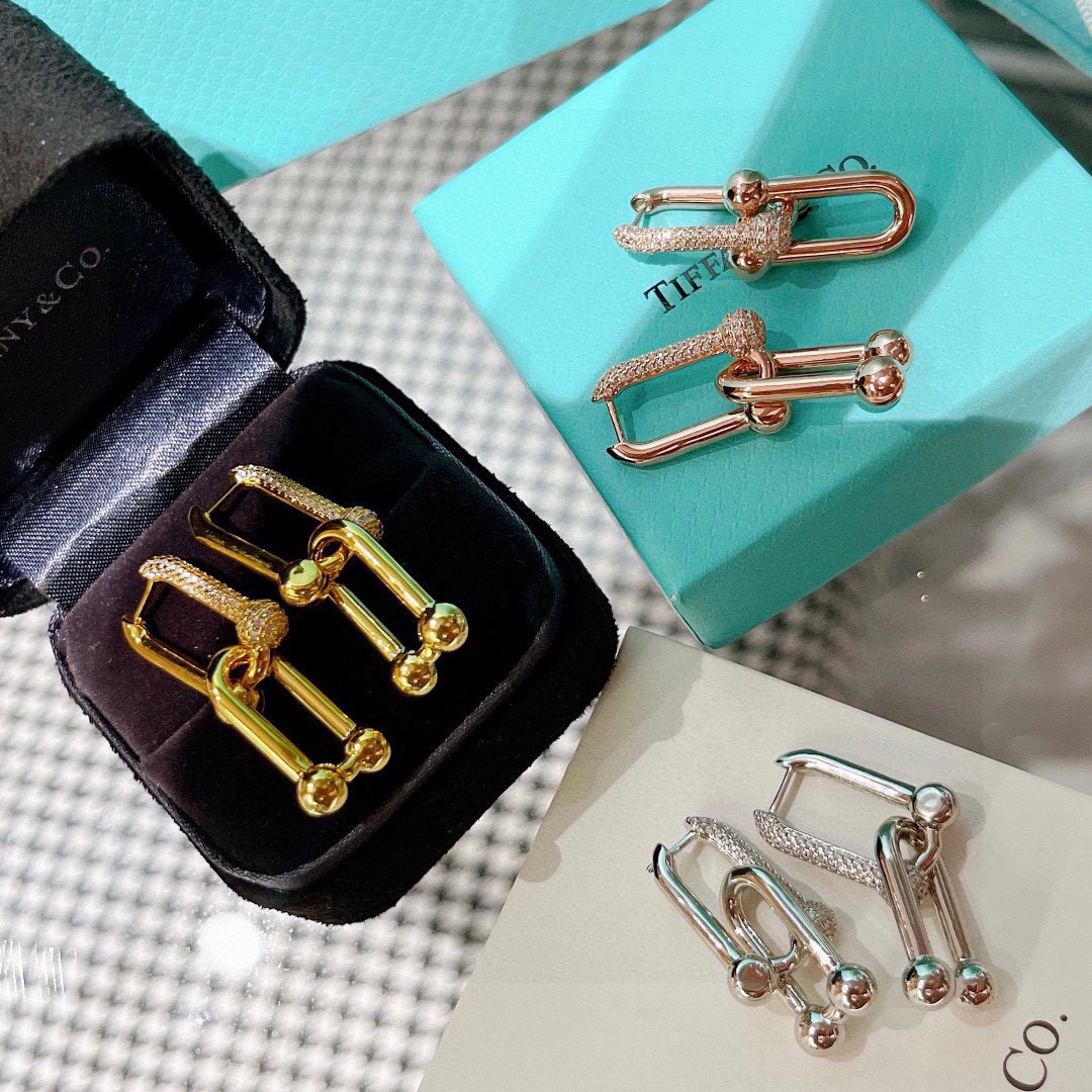 ティファニー「Tiffany & Co.」 HardWear ダブルリンク ハーフダイヤモンドイヤリング