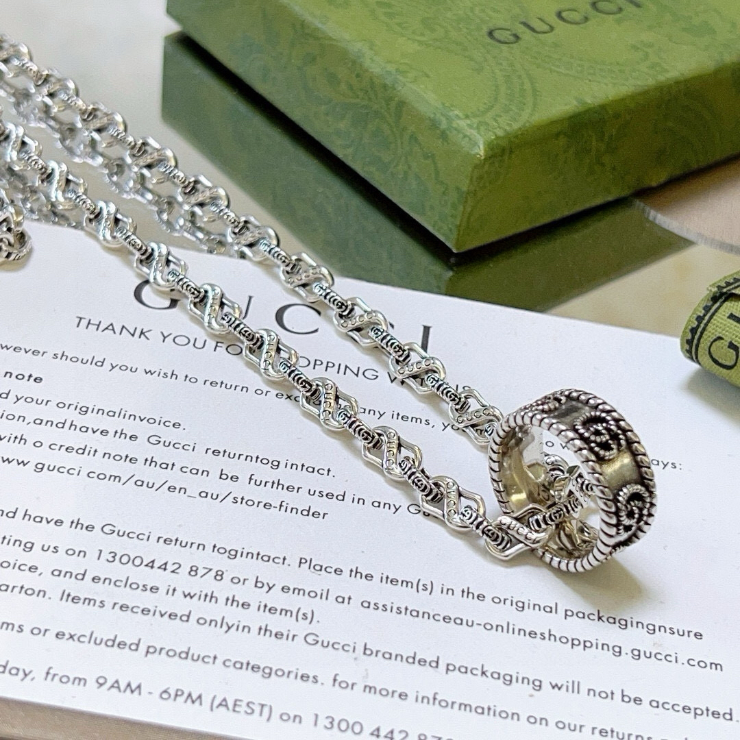 グッチ「Gucci」ANGER FOREST ダブルG ヴィンテージペンダント ネックレス45cm