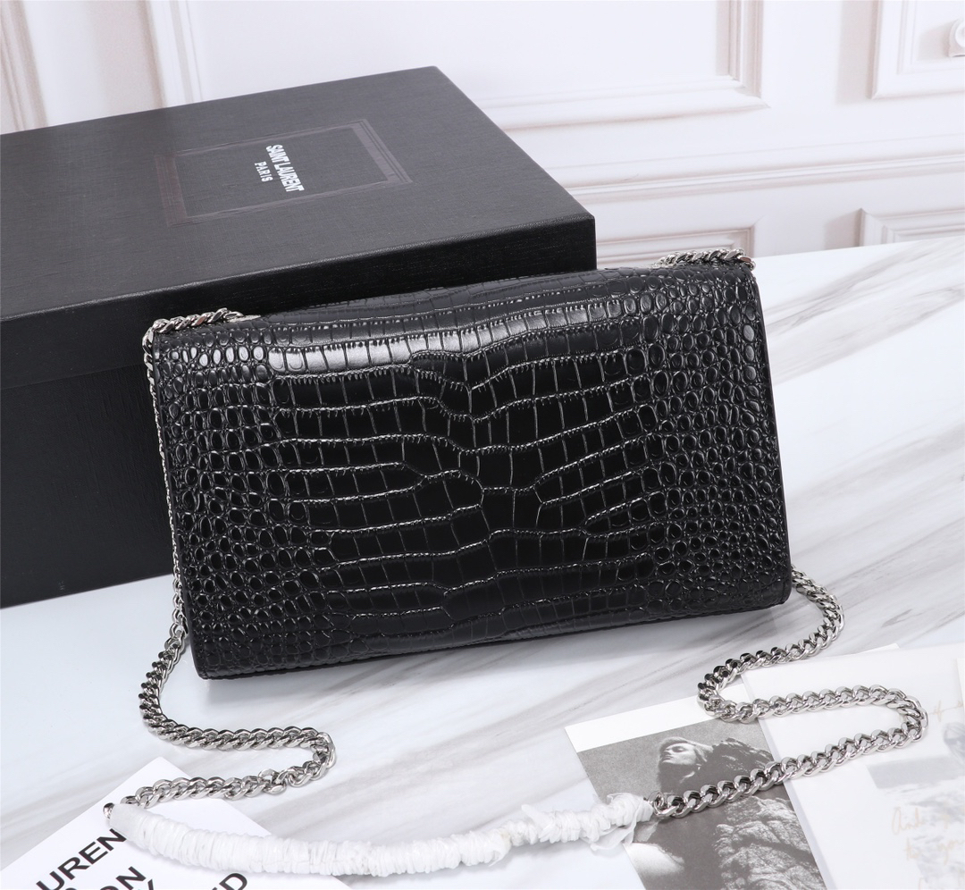 サンローラン「Saint Laurent」KATE 24cm クロコダイル柄フリンジデザイン