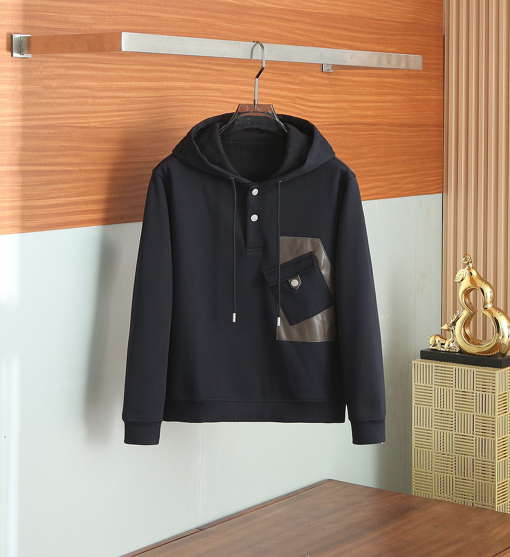 エルメス「Hermès」Empreintes Sellier Cuir 新型フード付きスウェットシャツ