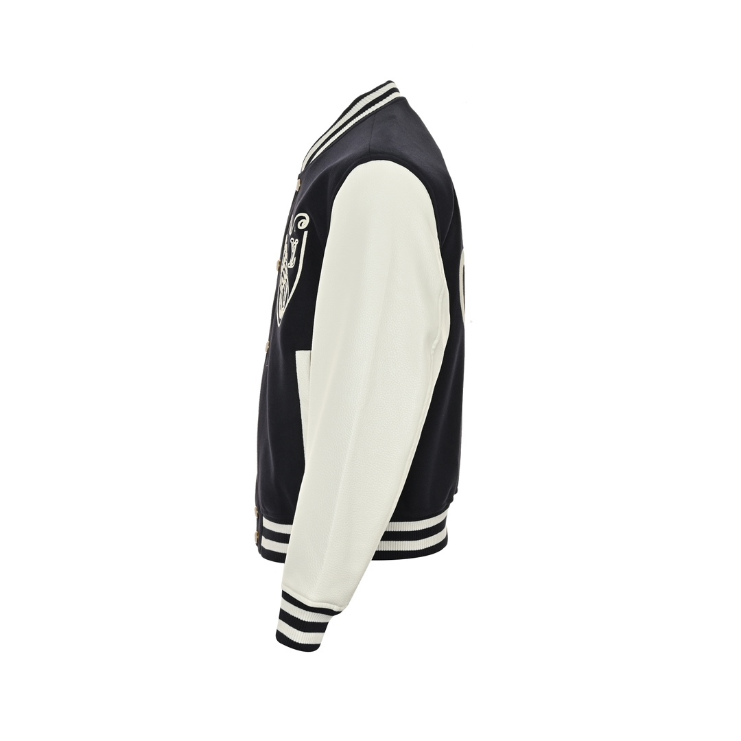 Louis Vuitton / ルイ・ヴィトン 24Fw（2024 年秋冬）のアワビ刺繍アルファベットロゴ付きのベースボールジャケット