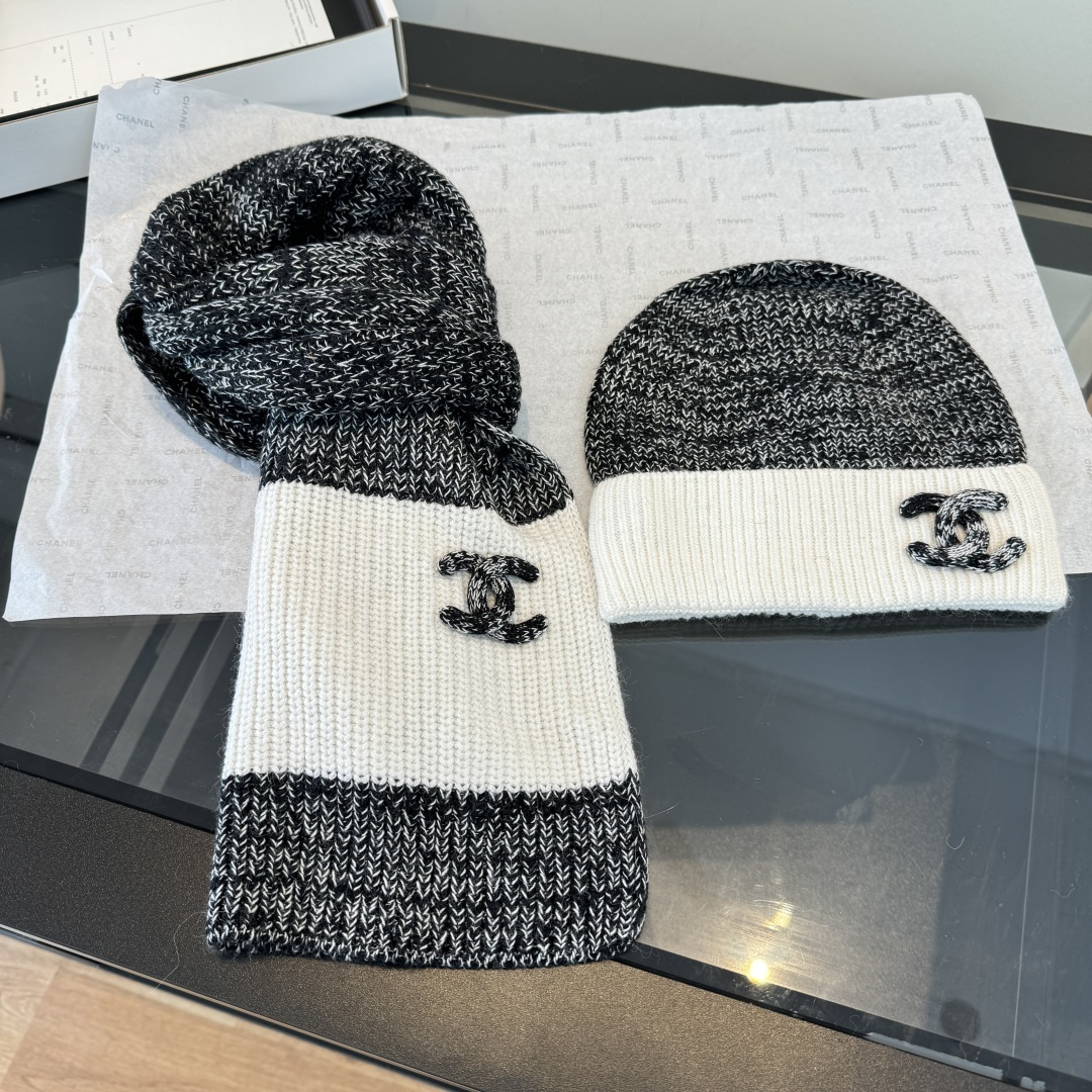 【定番人気】シャネル 秋冬 防寒アクセサリー マフラー＆ハットセット