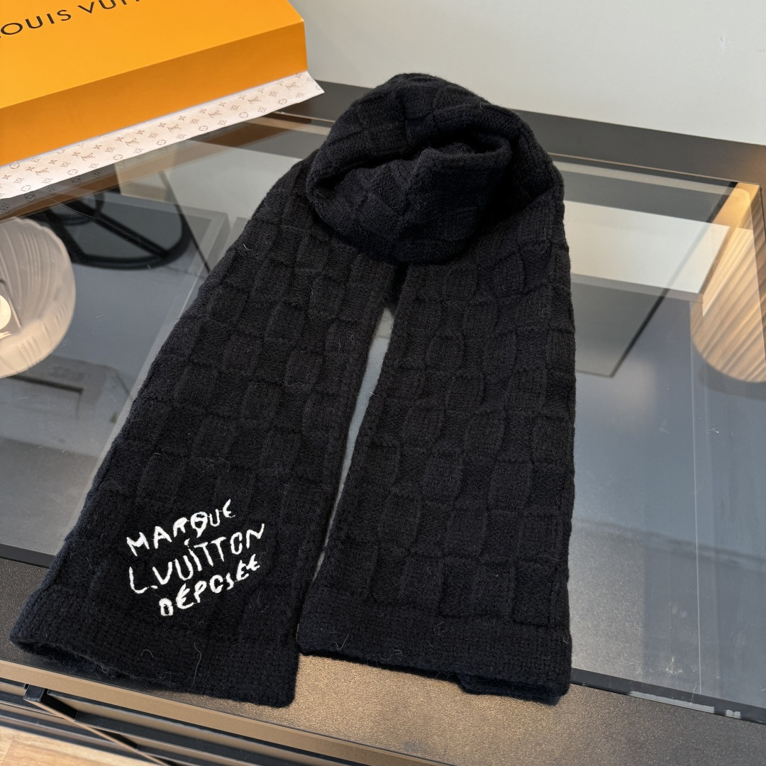 【希少逸品】ルイ・ヴィトン 秋冬 防寒アクセサリー マフラー＆ハットセット