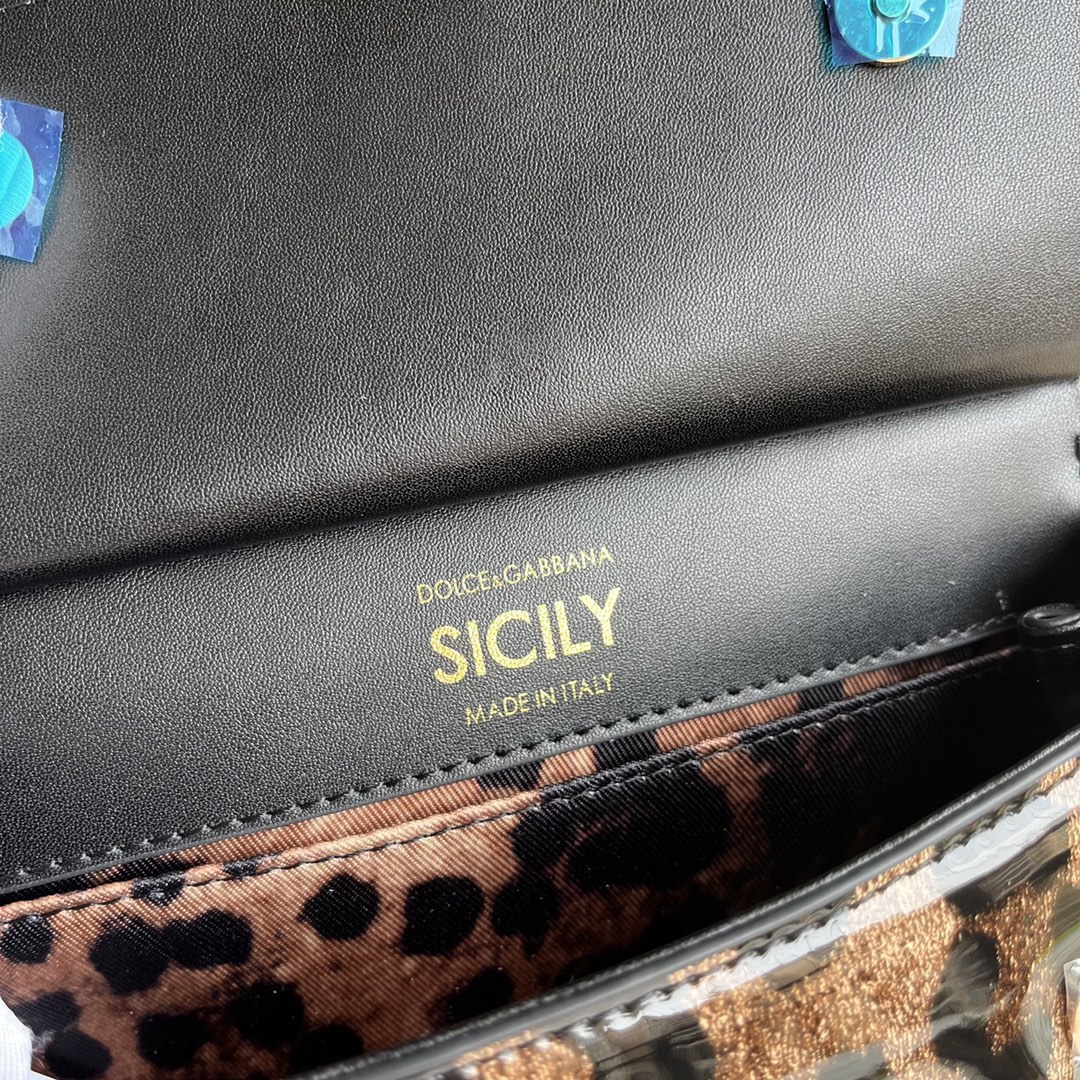 ドルチェ・アンド・ガッバーナ「D&G」 Sicily レオパード ラミー レザートップハンドルバッグ