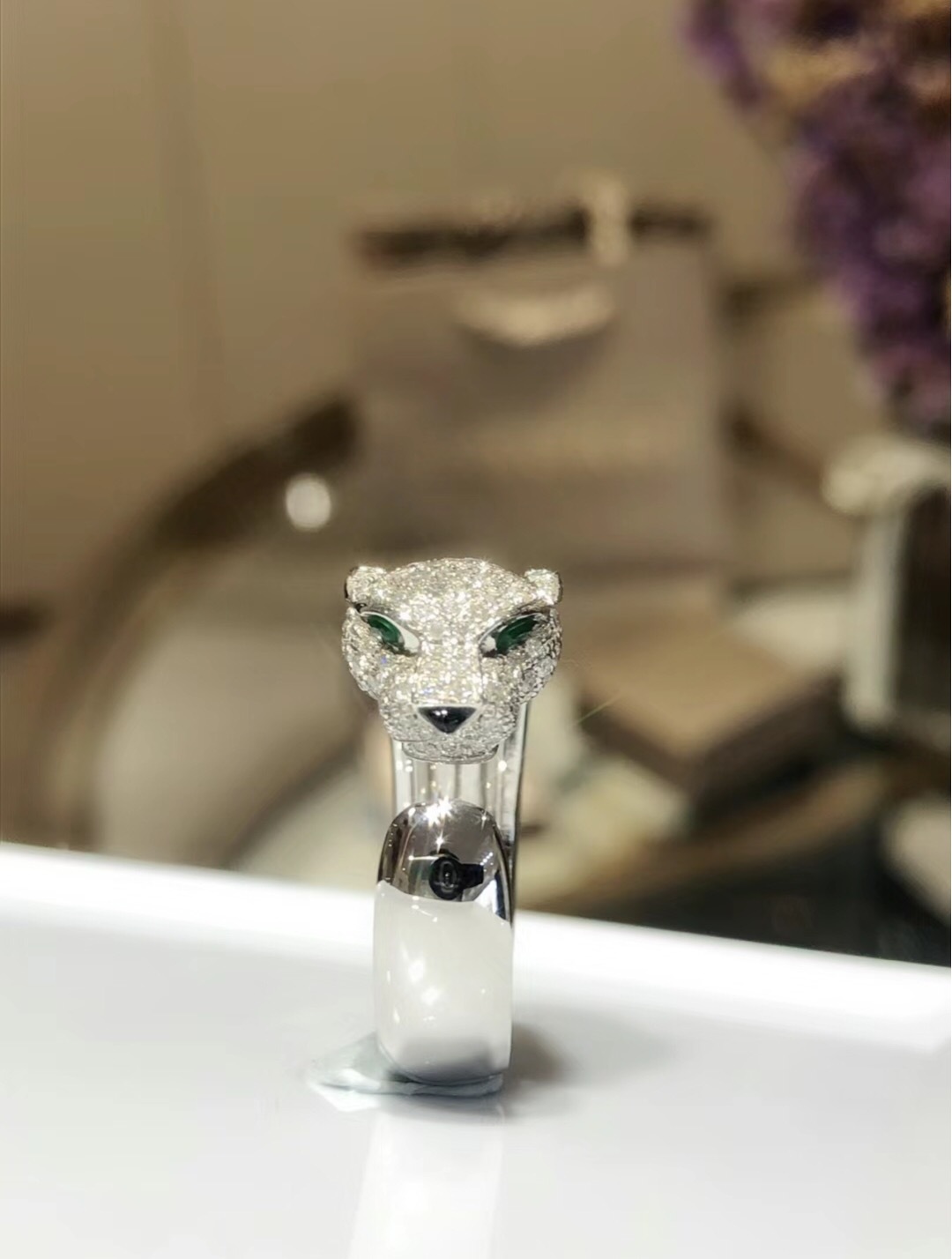 カルティエ「Cartier」 パンサーヘッド オープン ダイヤモンド リング
