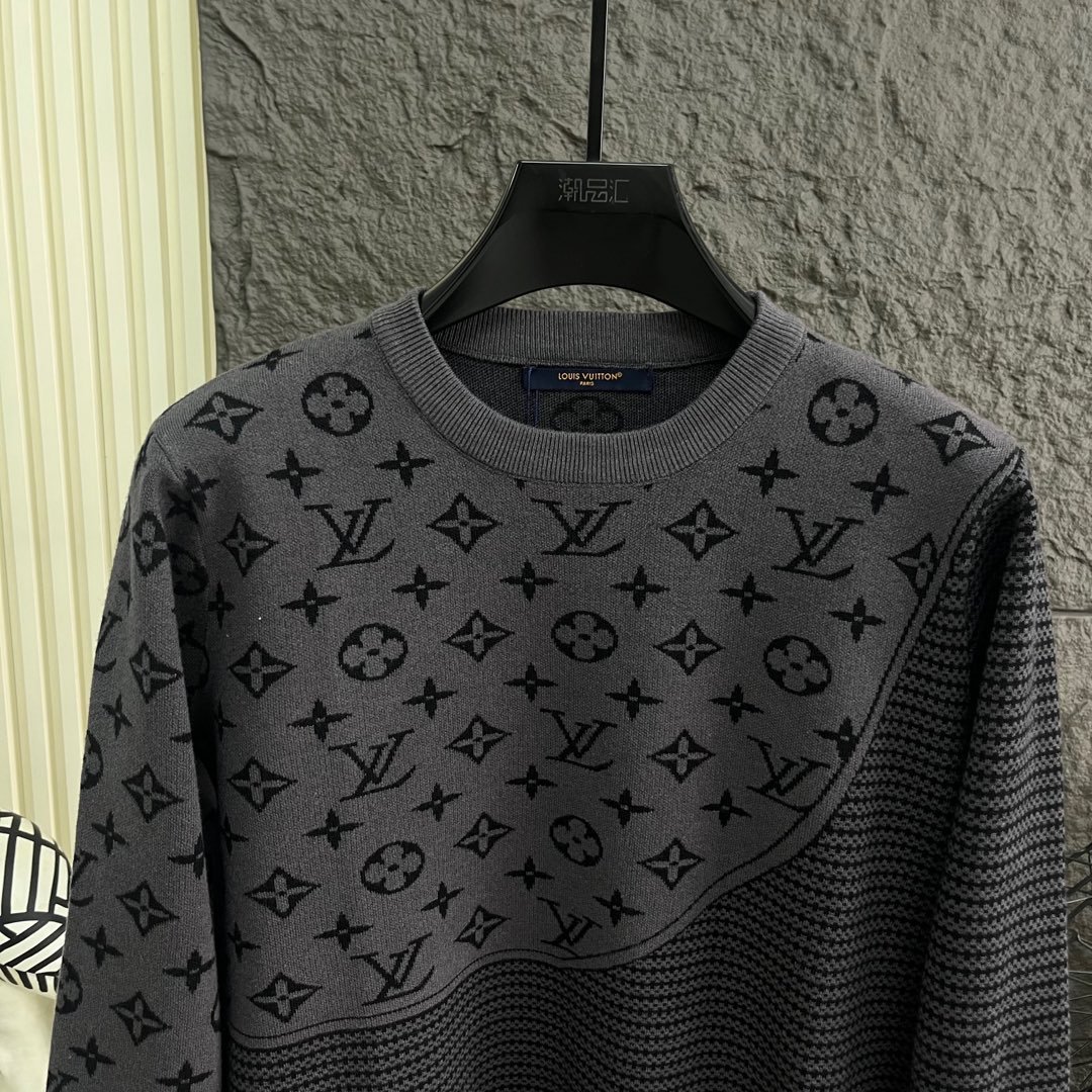 ルイ・ヴィトン「Louis Vuitton」アート刺繍ラウンドネックニットセーター