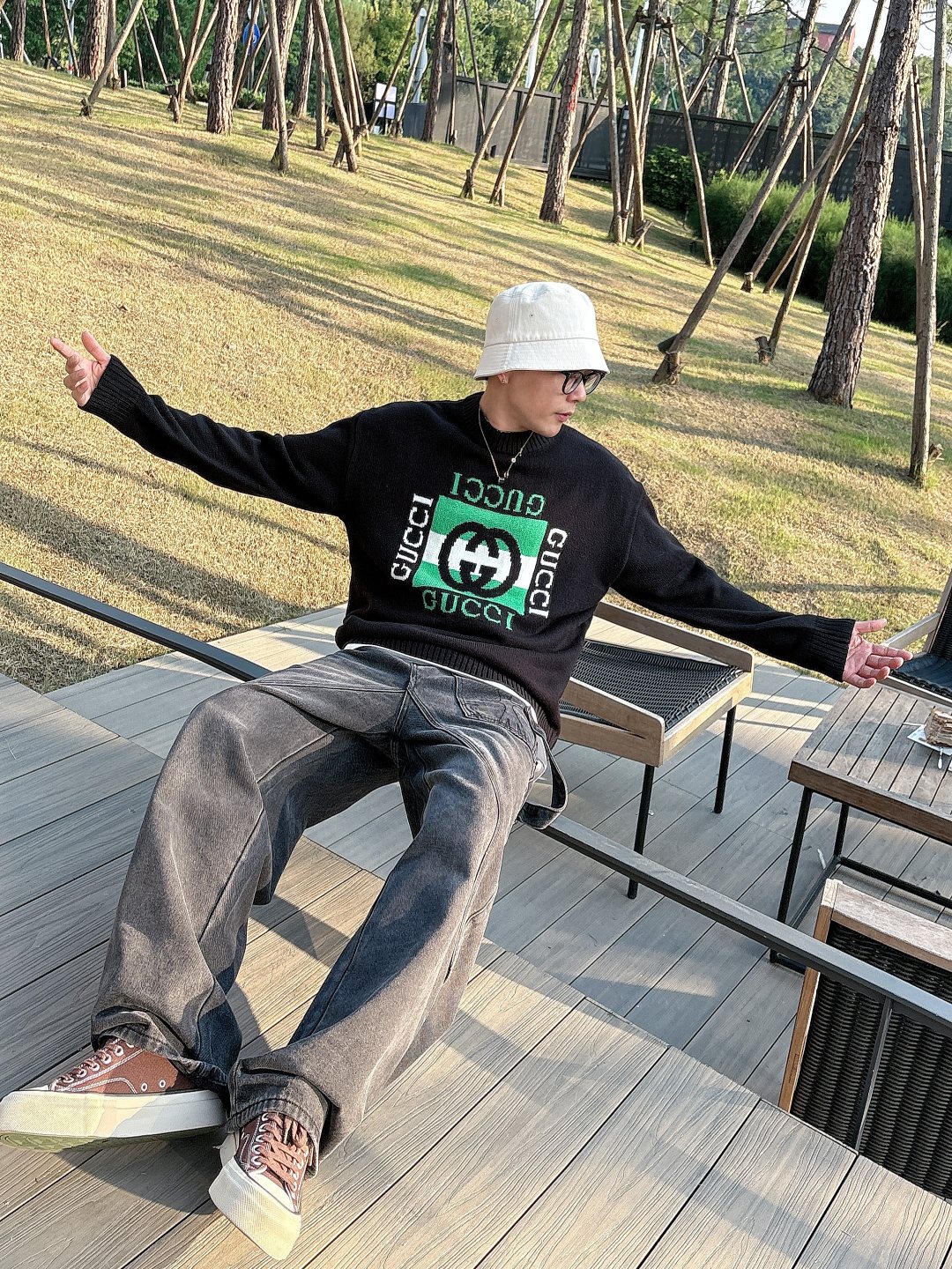 グッチ「Gucci」秋冬ウール丸首プルオーバーセーター【おしゃれな人必携】