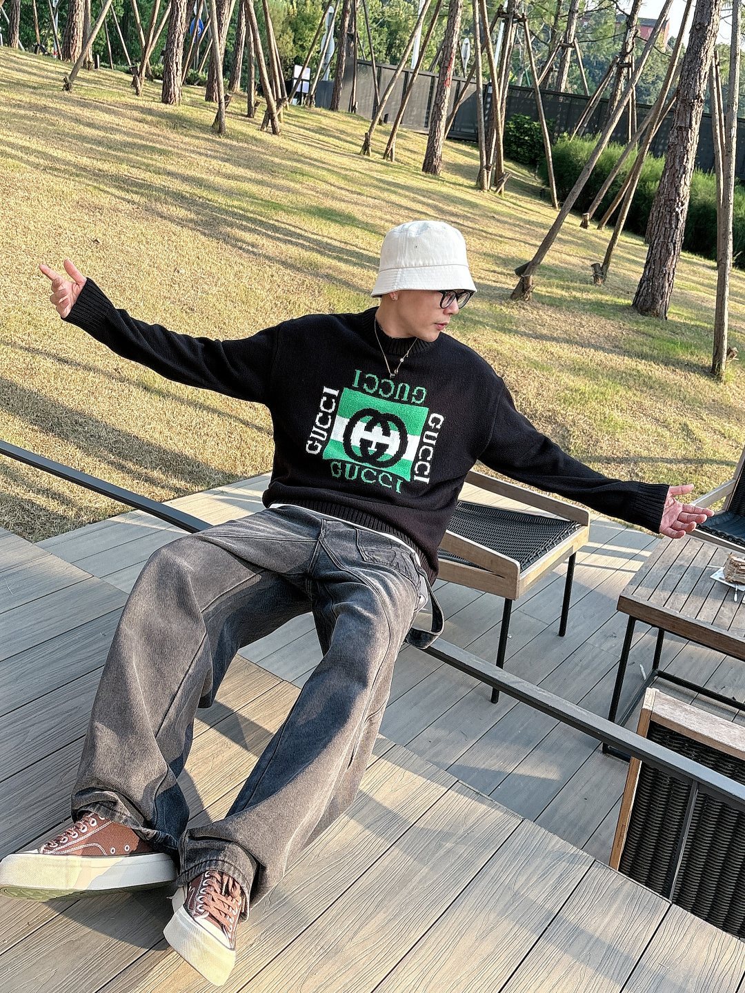 グッチ「Gucci」秋冬ウール丸首プルオーバーセーター【おしゃれな人必携】