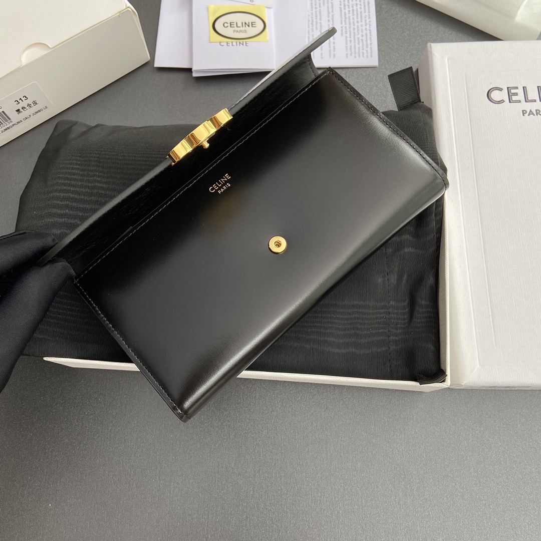 セリーヌ「Celine」TRIOMPHE光沢牛革財布