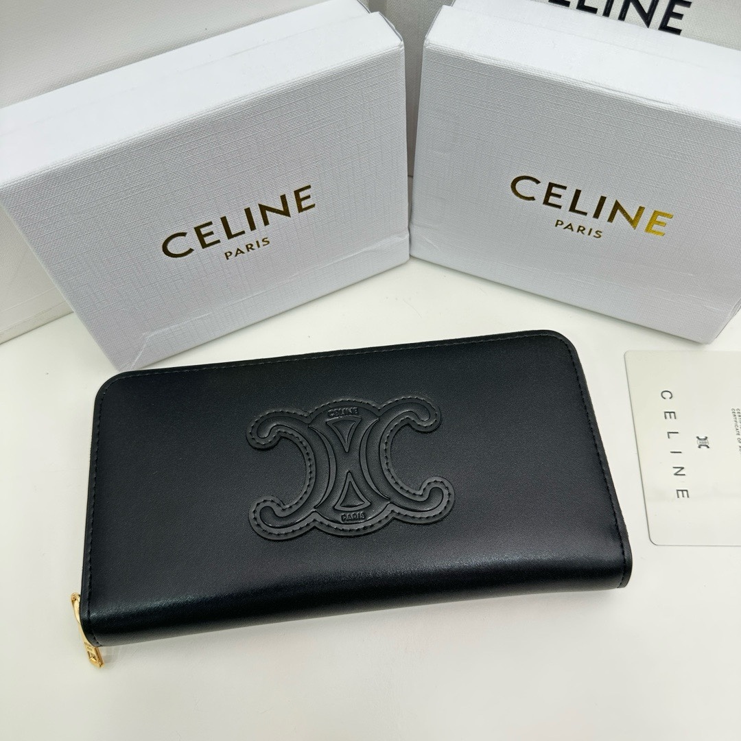 セリーヌ「Celine」ラージ ジップウォレット / グレインドカーフスキン
