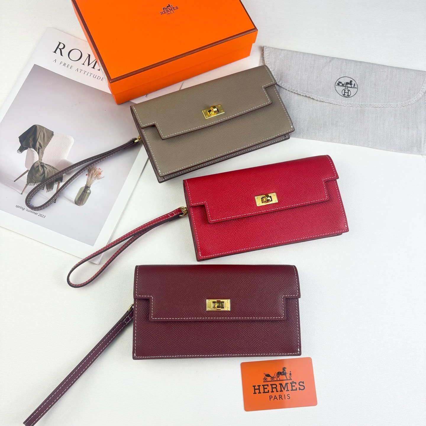 エルメス「Hermès」Kelly ポケット長財布 10色
