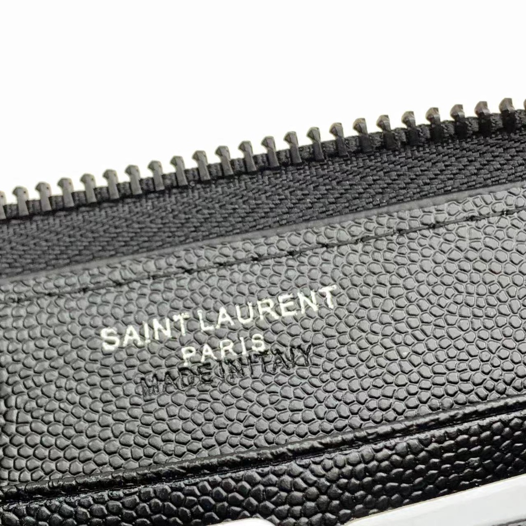 サンローラン「Saint Laurent」モノグラム・サンローラン フルジップウォレット（グレインパウダーテクスチャー キルティングレザー）