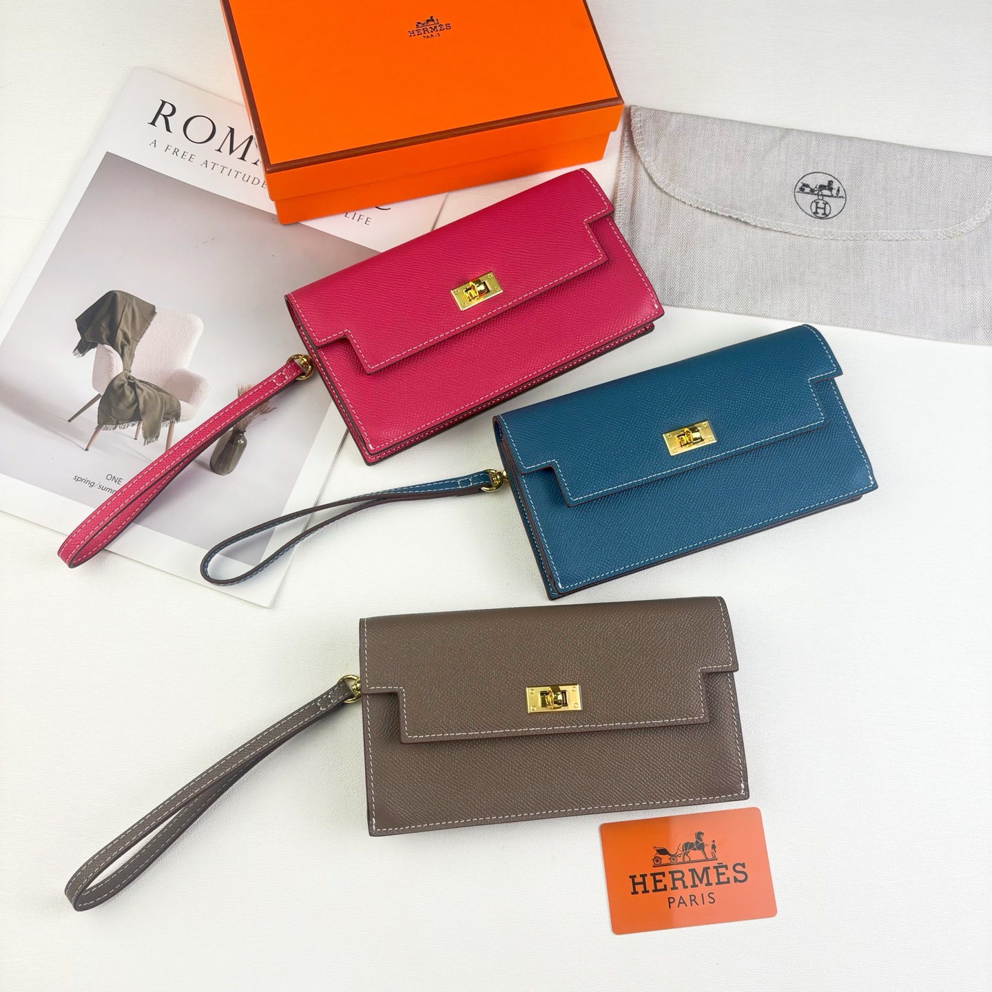 エルメス「Hermès」Kelly ポケット長財布 10色