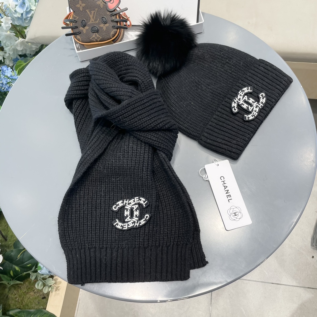 【定番人気】シャネル 秋冬 防寒アクセサリー マフラー＆ハットセット