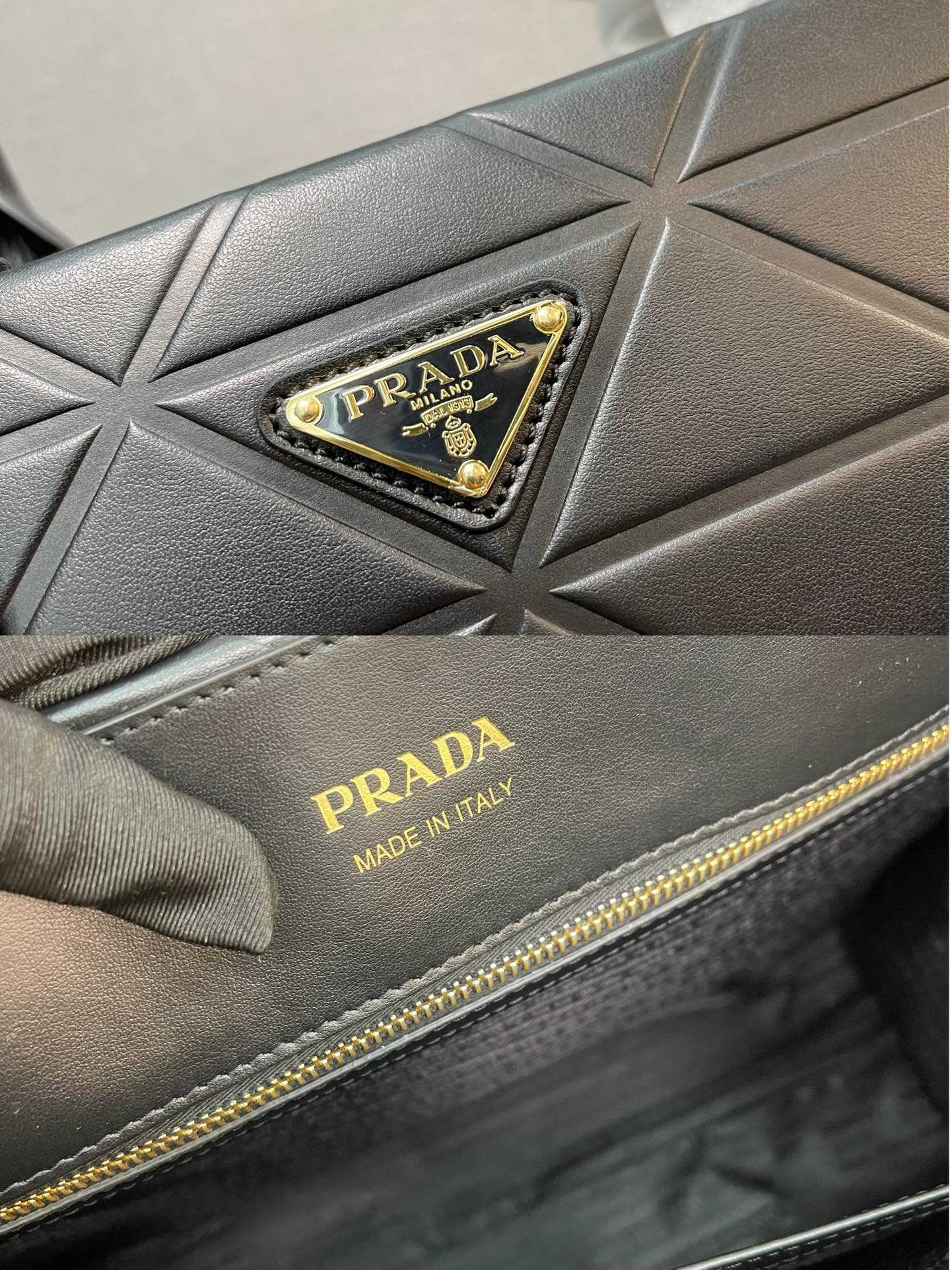 プラダ「Prada」トライアングルキルティング トートバッグ ラージトート