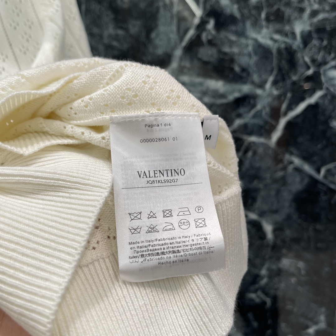 ヴァレンティノ「Valentino」ション ボウタイ レースニット 半袖Tシャツ