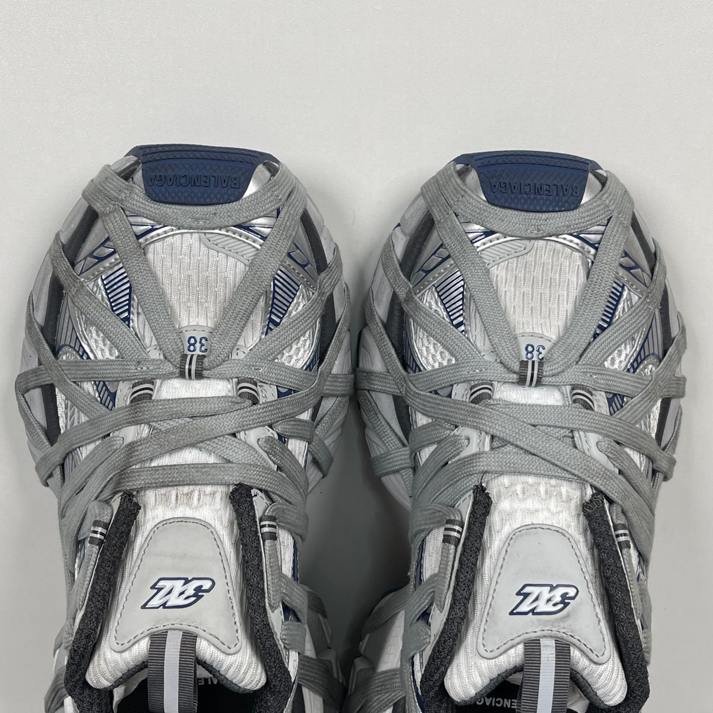 バレンシアガ「Balenciaga」Sneaker Tess 3XL 10th B款 バンドストラップ シルバー ブルー スニーカー