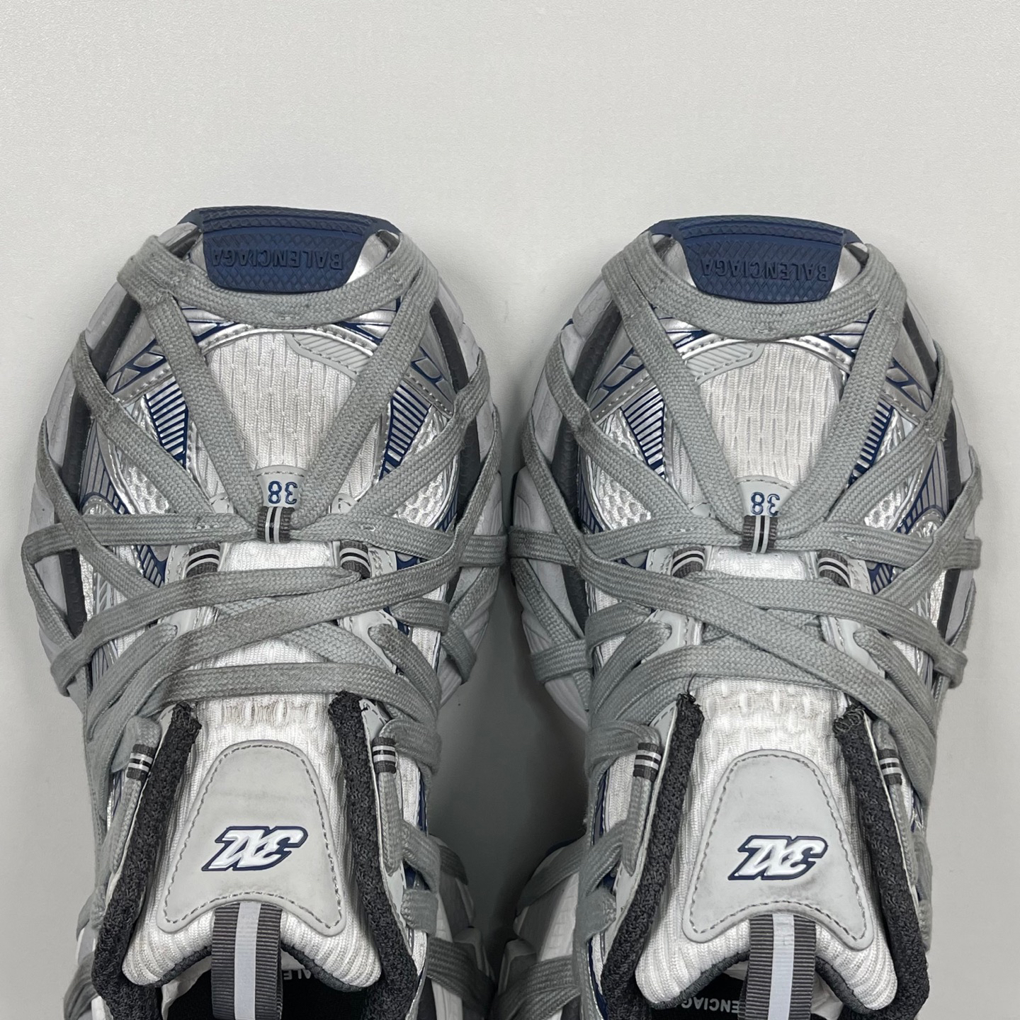 バレンシアガ「Balenciaga」Sneaker Tess 3XL 10th B款 バンドストラップ シルバー ブルー スニーカー