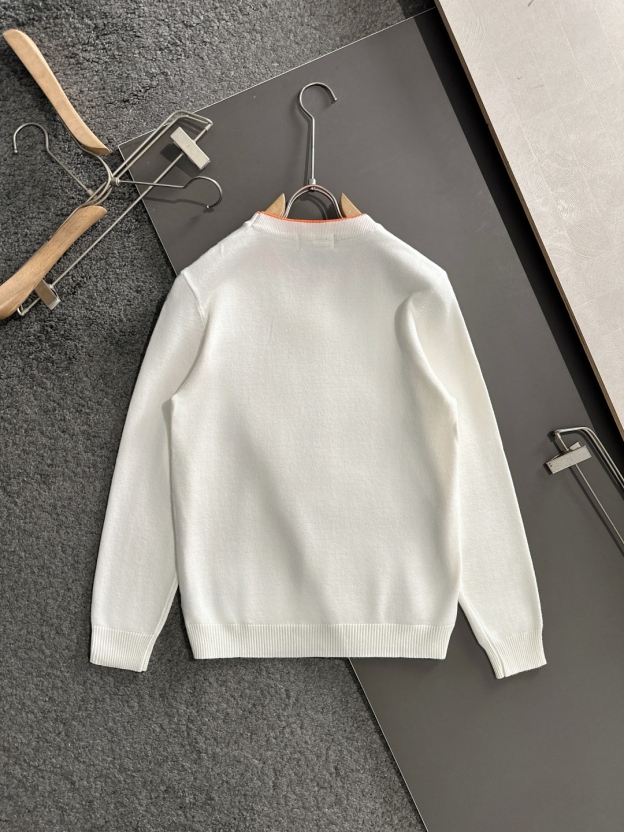 エルメス「Hermès」秋冬全身ジャージー柄新作シンプル丸首ニットウールセーター