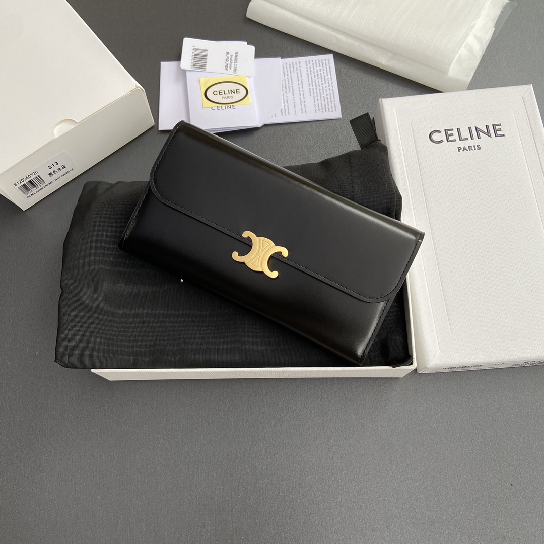 セリーヌ「Celine」TRIOMPHE光沢牛革財布