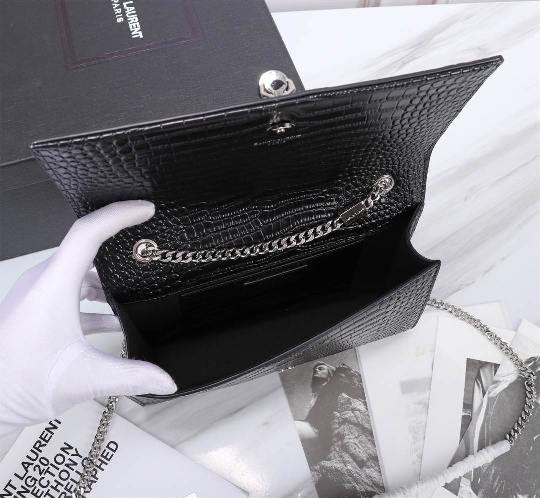 サンローラン「Saint Laurent」KATE 24cm クロコダイル柄フリンジデザイン