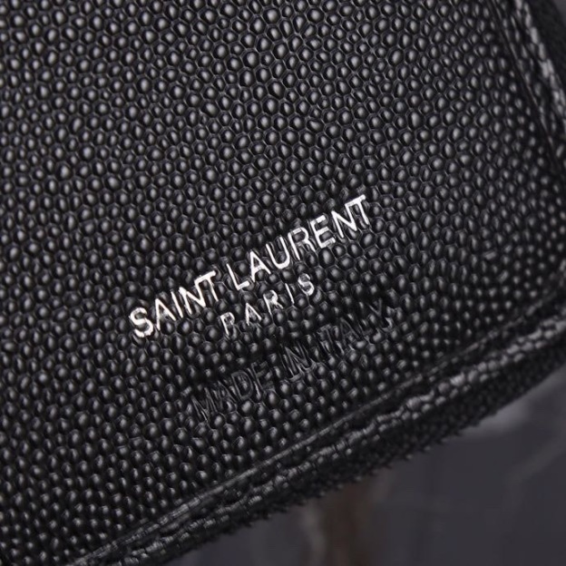 サンローラン「Saint Laurent」モノグラム コンパクト ジップアラウンド ウォレット（グレイン ド プードル エンボスレザー）