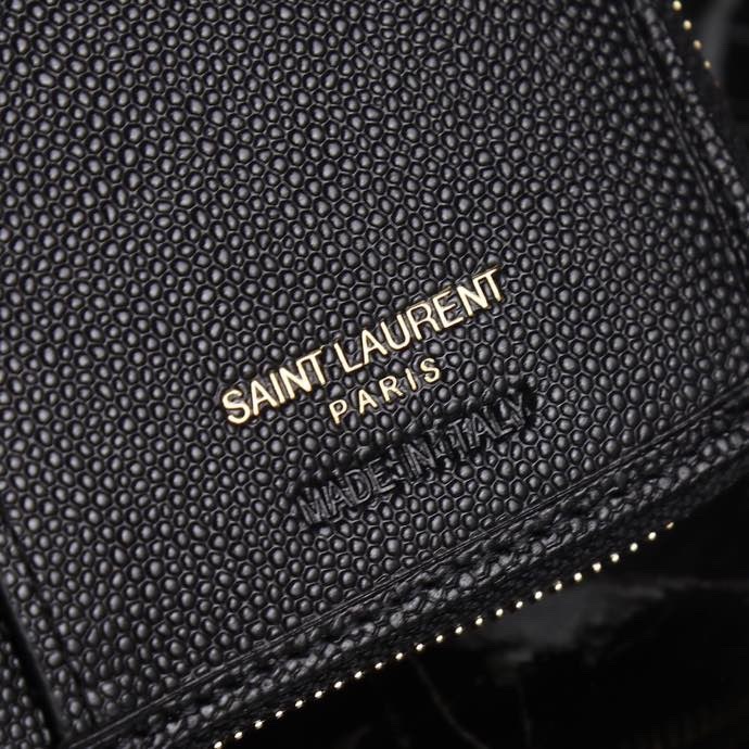 サンローラン「Saint Laurent」モノグラム コンパクト ジップアラウンド ウォレット（グレイン ド プードル エンボスレザー）