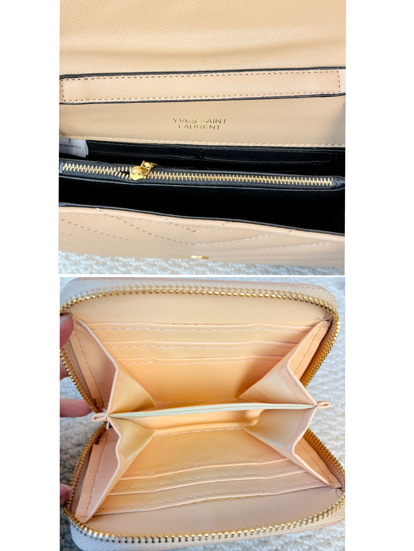 「イヴ・サンローラン」YSL ラフィアハンドバッグ＋チェーンウォレット＋コンパクト財布 3 点セット 限定セール 大人気販売中