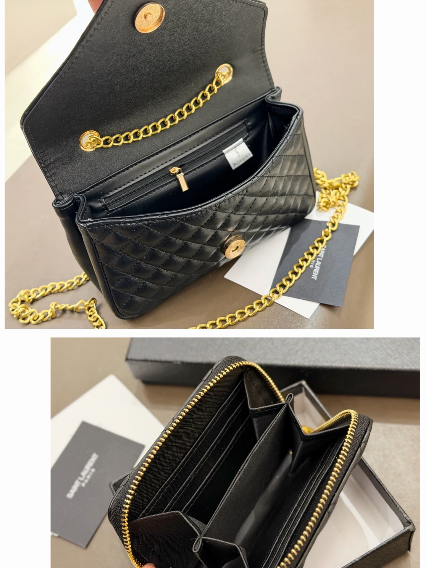 「イヴ・サンローラン」YSL レザー トートバッグ＋チェーンウォレット＋コインケース＋ポーチ 4 点セット 限定セール 大人気販売中