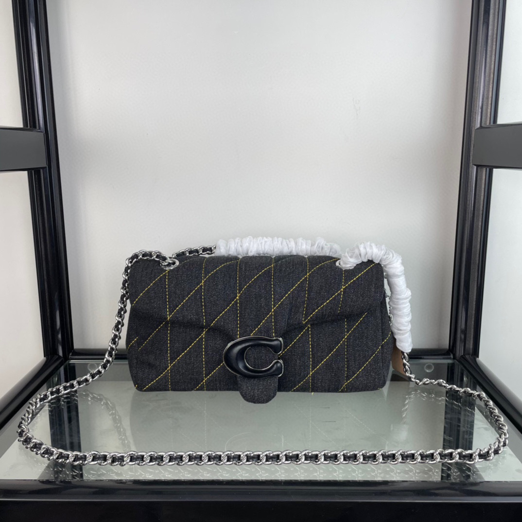 コーチ「Coach」Tabby 20 菱格纹绗缝 デニム チェーンショルダーバッグ