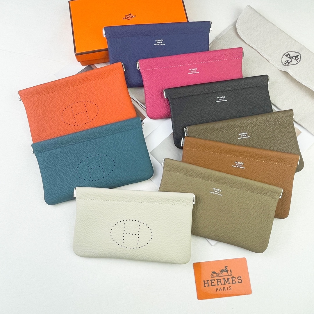 【厳選新入荷】エルメス Evelyne Zip Pouch イヴリンファスナーハンドポーチ「携帯小銭収納レザー小物」