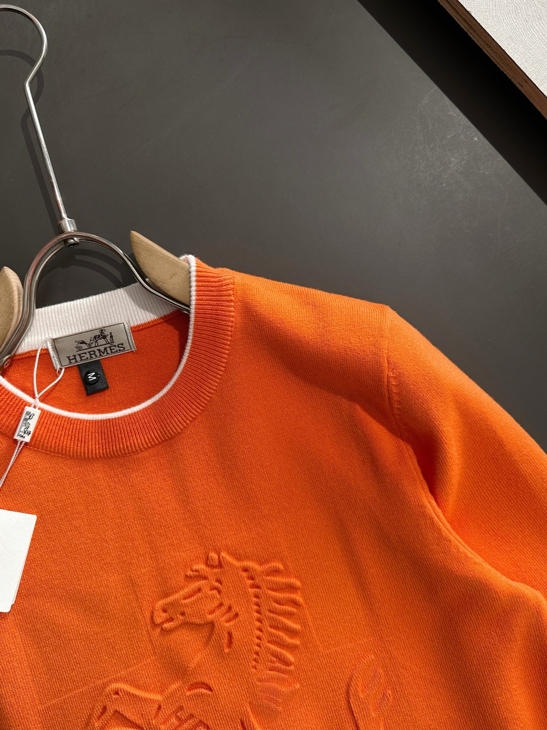 エルメス「Hermès」秋冬全身ジャージー柄新作シンプル丸首ニットウールセーター