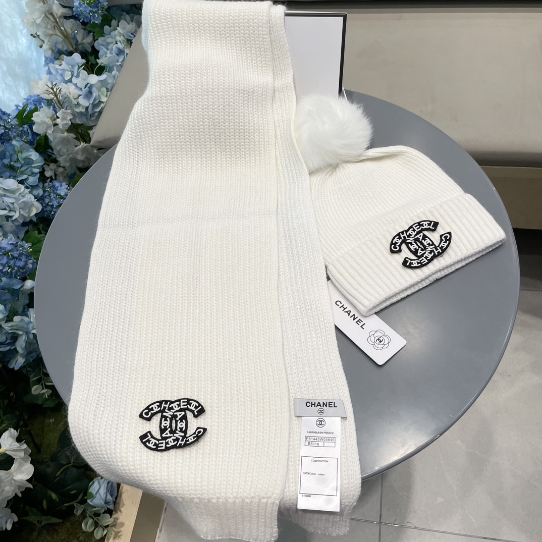 【定番人気】シャネル 秋冬 防寒アクセサリー マフラー＆ハットセット