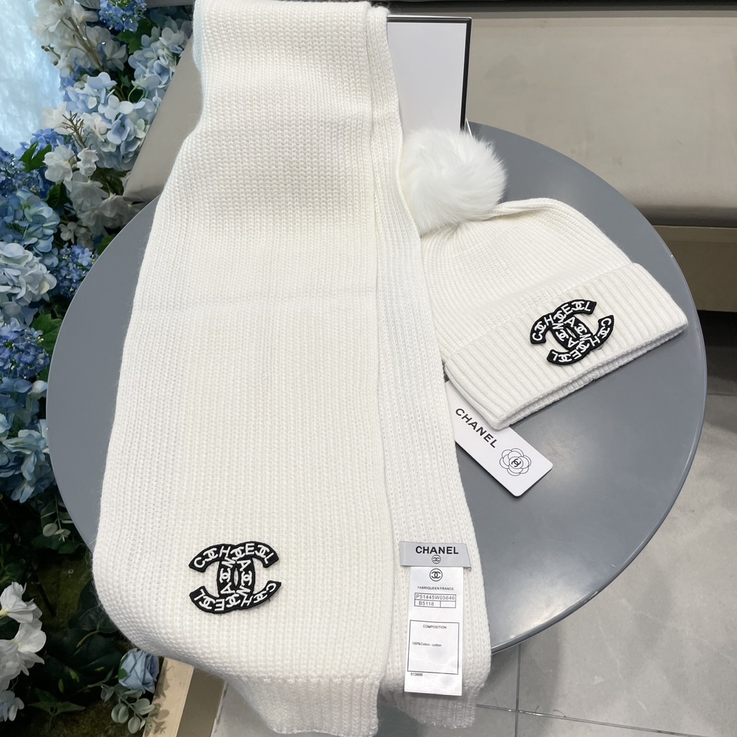 【定番人気】シャネル 秋冬 防寒アクセサリー マフラー＆ハットセット