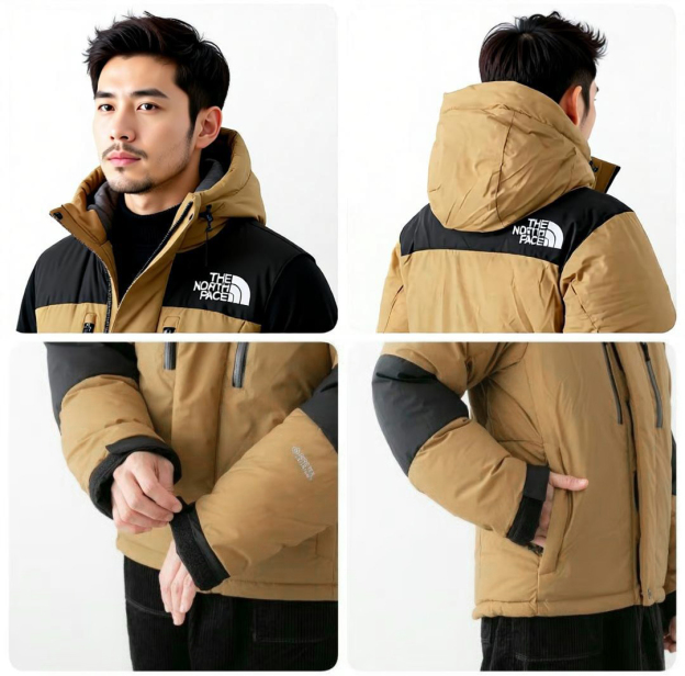 【特価人気商品】ザ・ノースフェイス パッチワークデザインのフード付きダウンジャケット