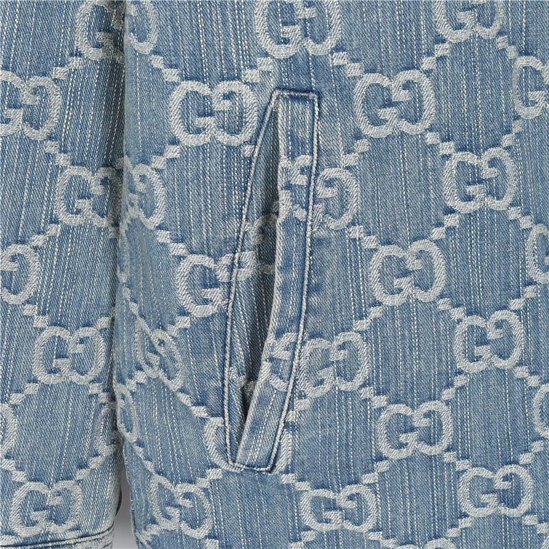 Gucci の GG ジャカード柄のデニム生地の綿入れシャツ