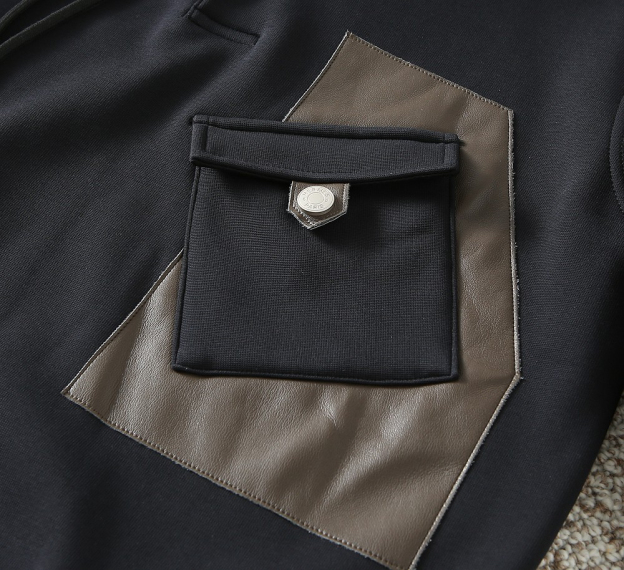 エルメス「Hermès」Empreintes Sellier Cuir 新型フード付きスウェットシャツ