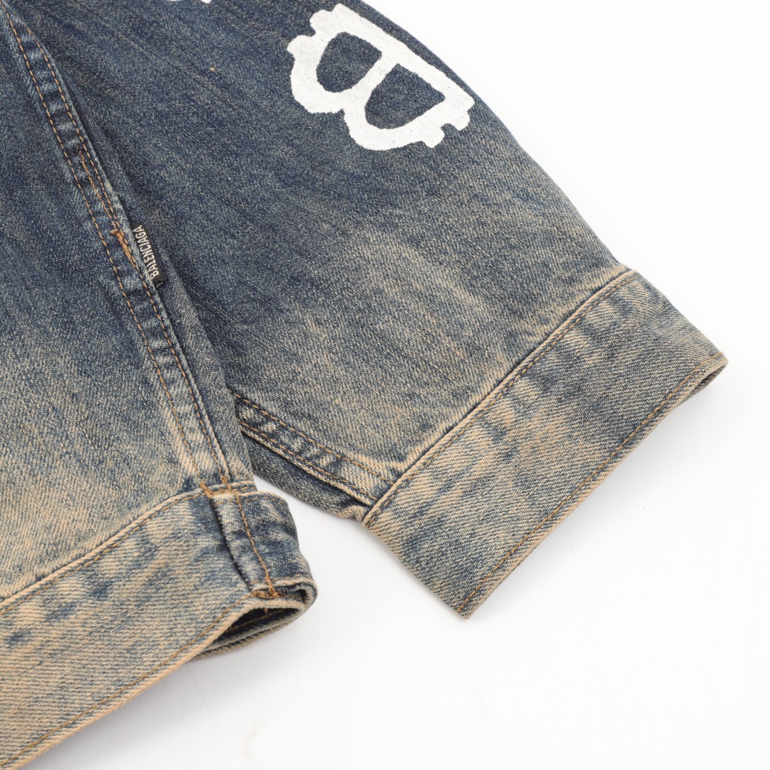 Balenciaga / バレンシアガ 23Fw ダブル B のアルファブットの手描きグラフィティプリントのジーンズジャケット