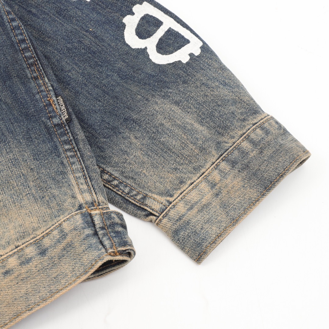 Balenciaga / バレンシアガ 23Fw ダブル B のアルファブットの手描きグラフィティプリントのジーンズジャケット