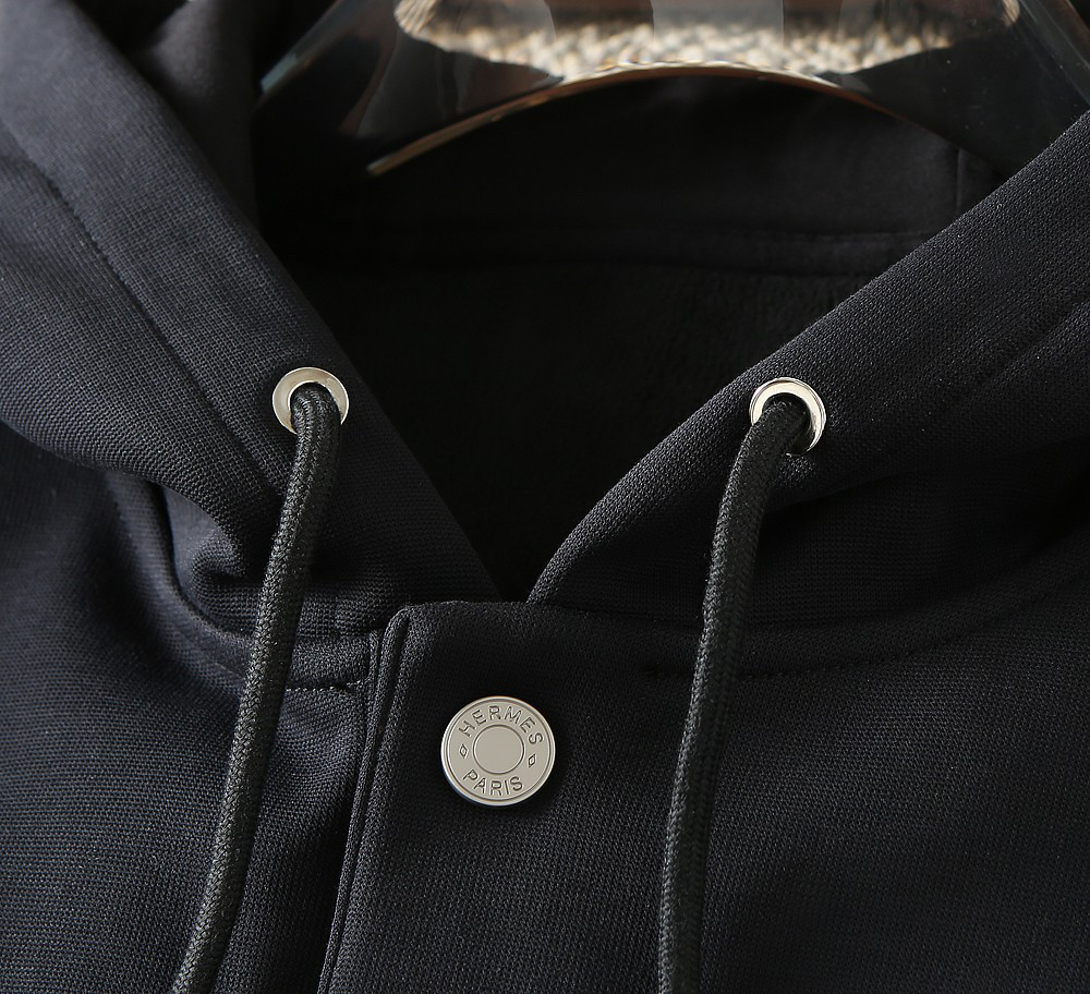 エルメス「Hermès」Empreintes Sellier Cuir 新型フード付きスウェットシャツ