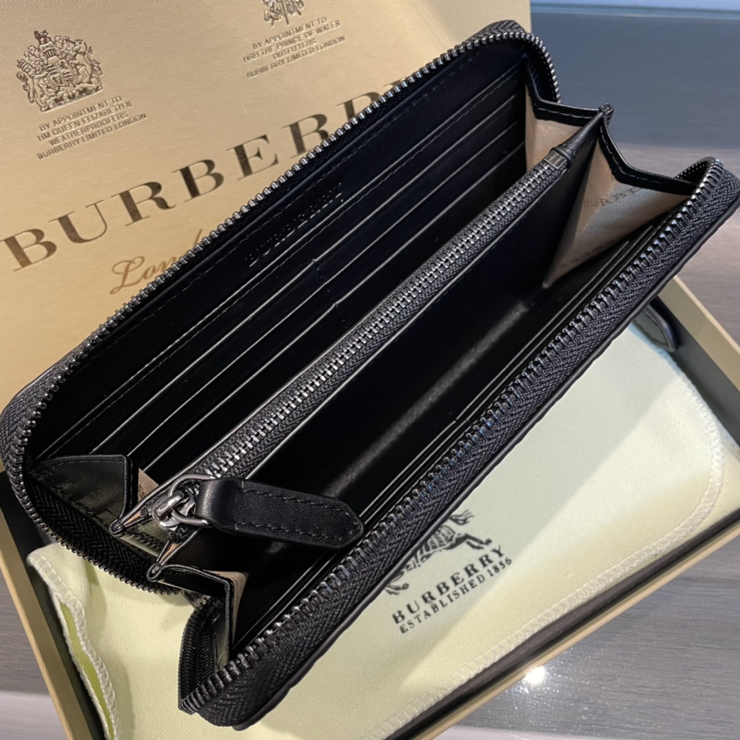バーバリー「Burberry」メンズ シングルジップ スモール ウォレット