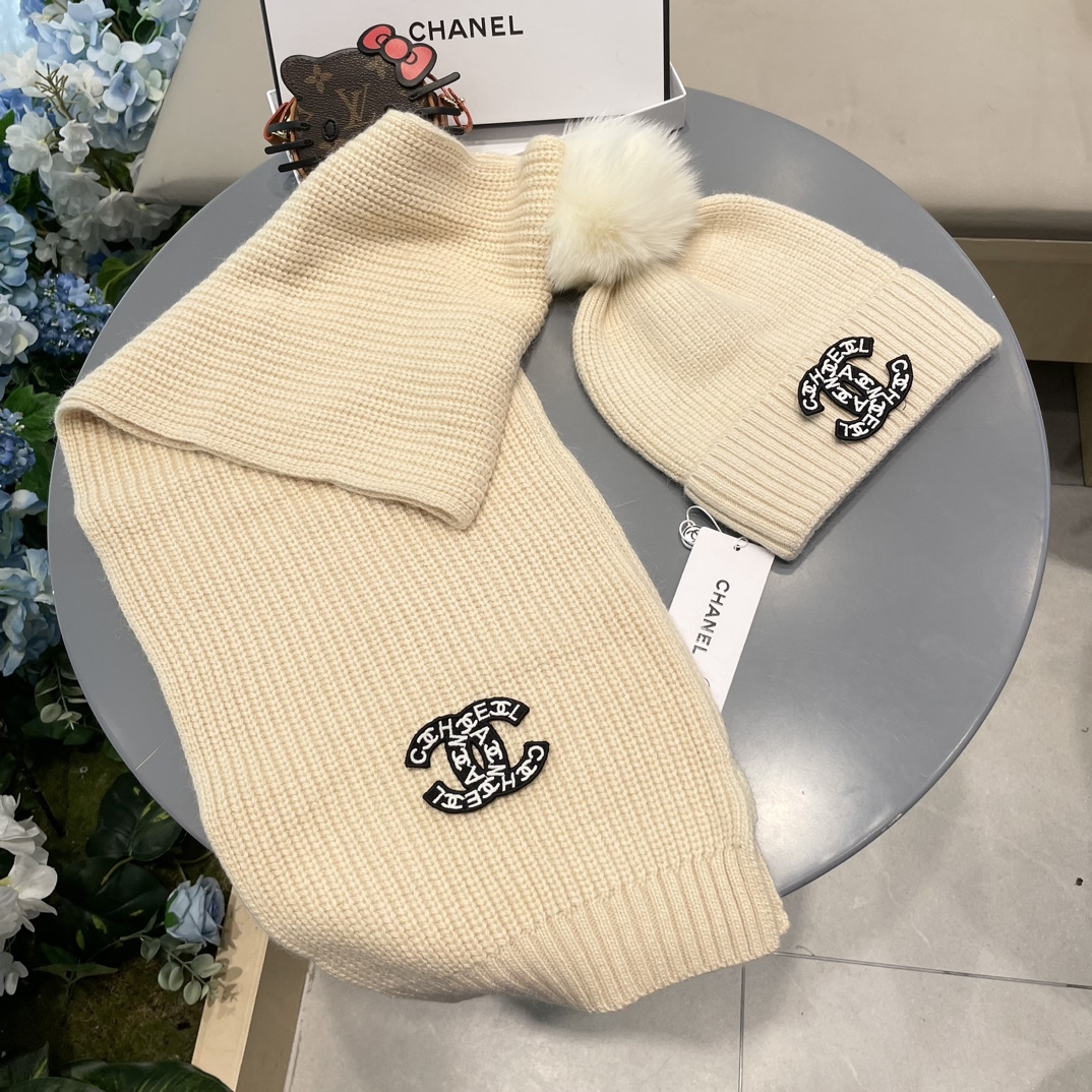 【定番人気】シャネル 秋冬 防寒アクセサリー マフラー＆ハットセット