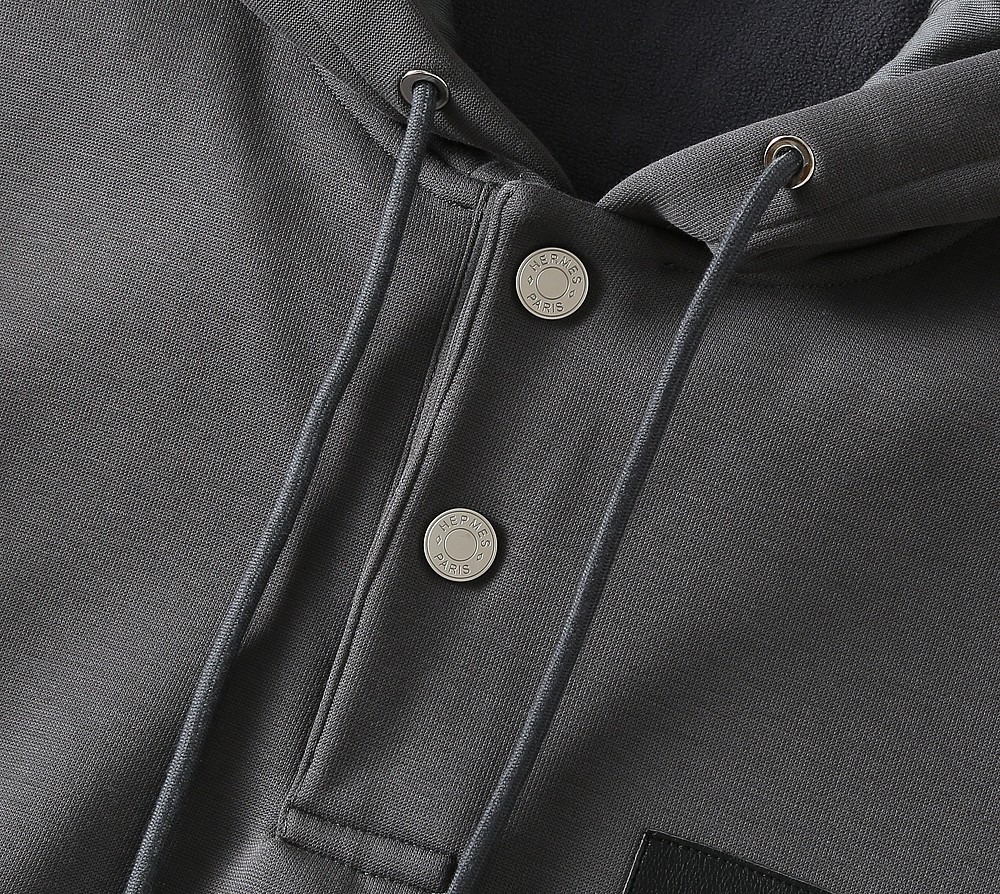 エルメス「Hermès」Empreintes sellier cuir 新型フード付きスウェットシャツ