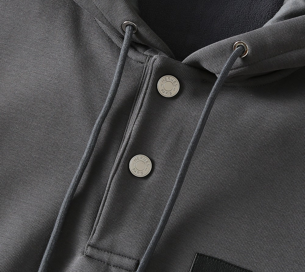 エルメス「Hermès」Empreintes sellier cuir 新型フード付きスウェットシャツ