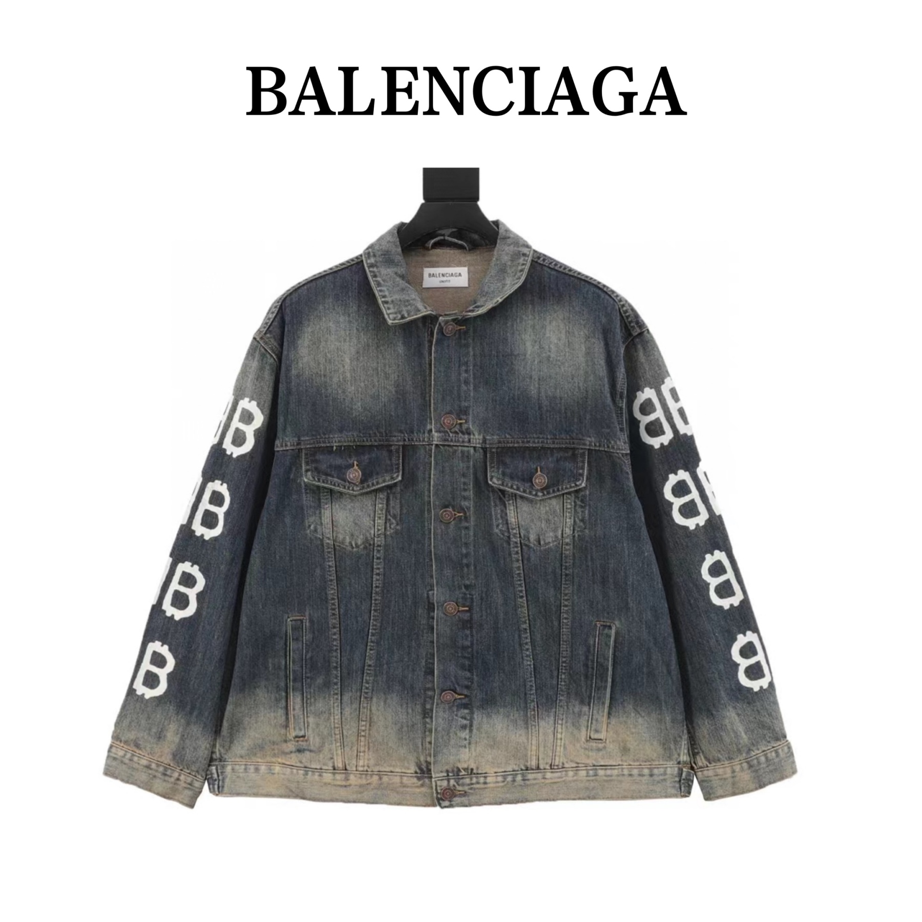 Balenciaga / バレンシアガ 23Fw ダブル B のアルファブットの手描きグラフィティプリントのジーンズジャケット