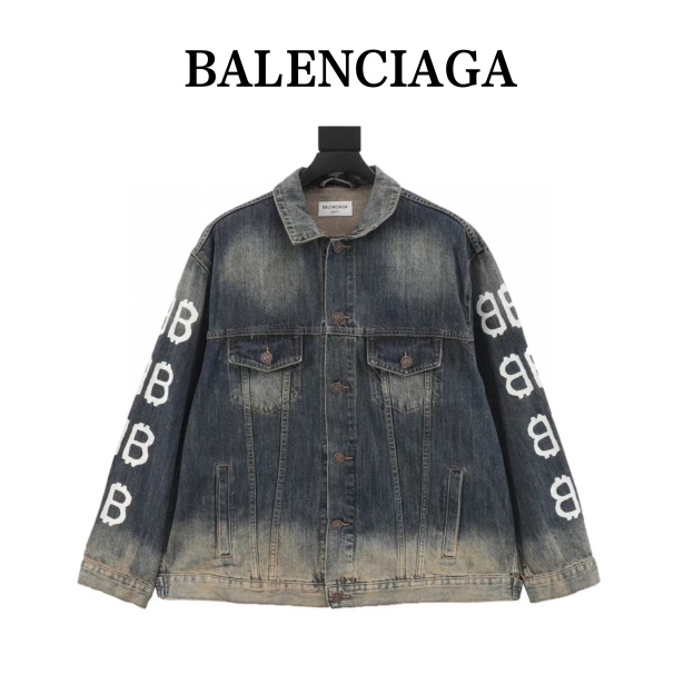 Balenciaga / バレンシアガ 23Fw ダブル B のアルファブットの手描きグラフィティプリントのジーンズジャケット