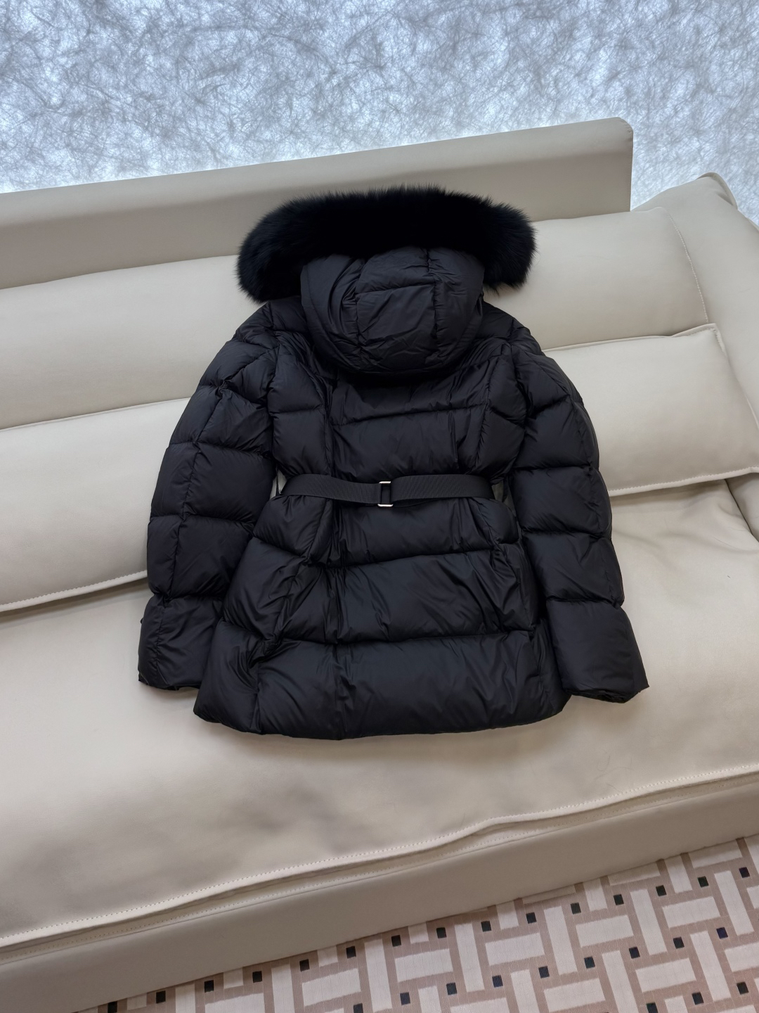 バーバリー「Burberry」秋冬レディースファー付き＆スリムフィットフード付きダウンジャケット