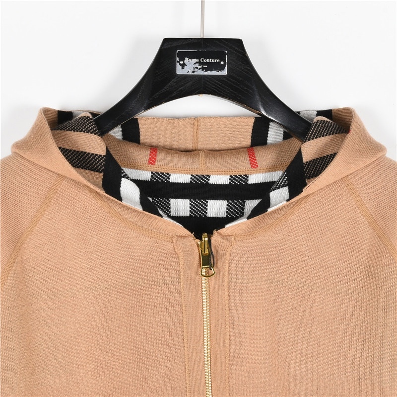 Burberry / バーバリー クラシックチェック柄両面着キャシュミアニットロングスリーブフード付きジャケット